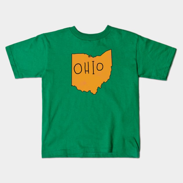 The State of Ohio - Gold Outline Kids T-Shirt by loudestkitten